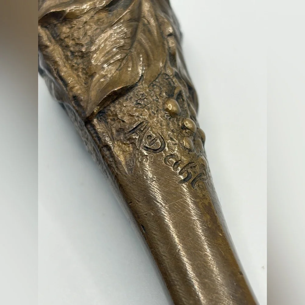 A. Dahl Signed Antique Art Nouveau Bronze Wax Seal, Blank Wax Seal Collectible